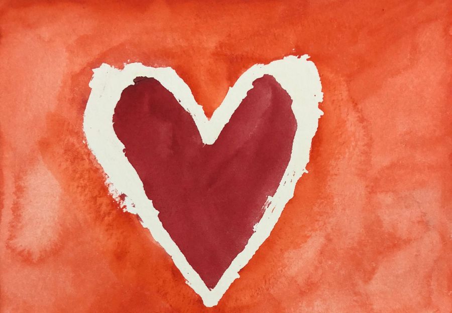 Art: Love Shines Through (orange and red heart)